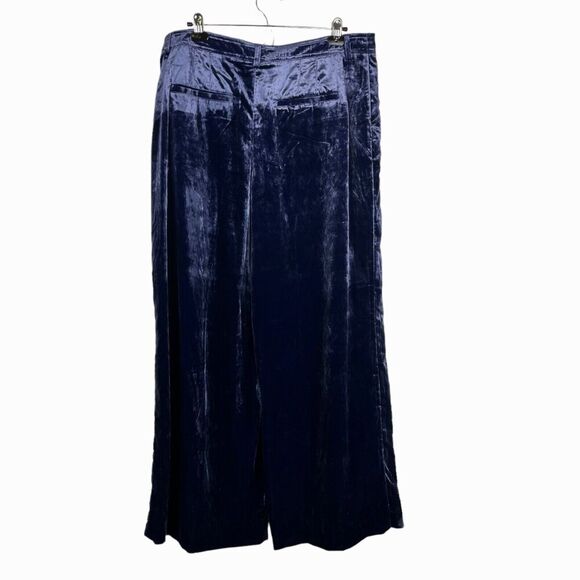 by Anthropologie Wide-Leg Purple Velvet Trousers Size 14 NWT High Waisted - Picture 3 of 8
